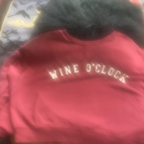 BURGUNDY CROPED GRAFIC SWEATSHIRT - Picture 2 of 3